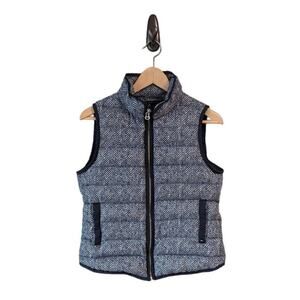 Tommy Hilfiger Down Puffer Vest Womens S Navy Blue Herringbone Preppy Heritage